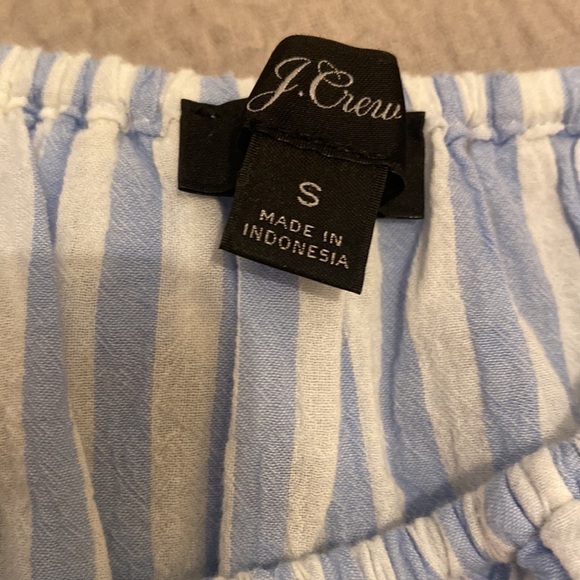 J.Crew off shoulder white and blue cotton crop top . Size S - Picture 5 of 9